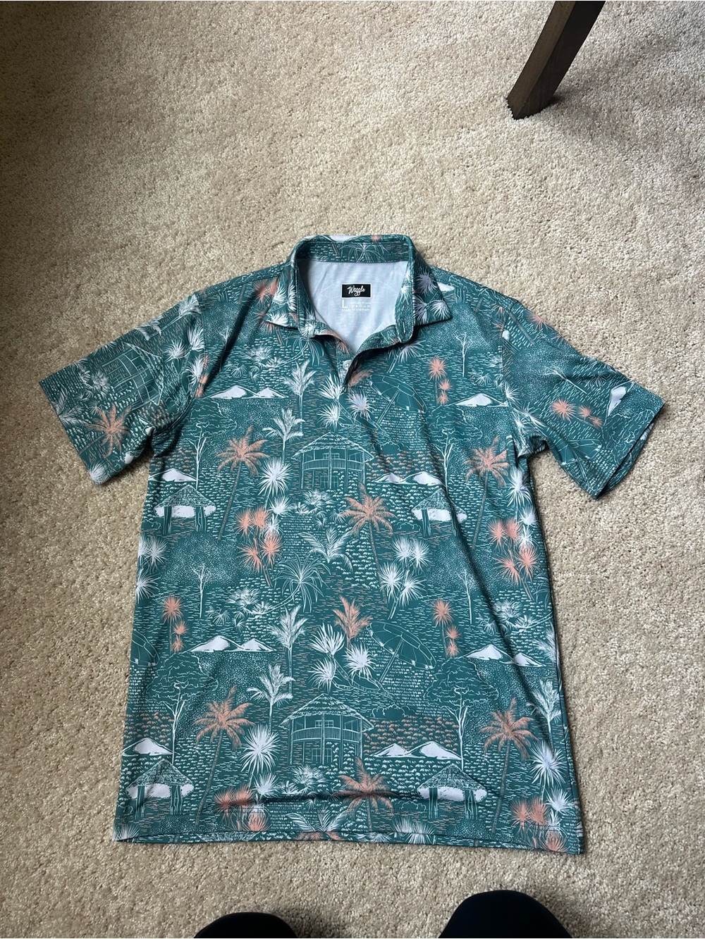 Waggle Green Tropical Print Kids Polo